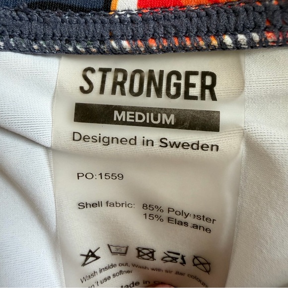 EUC Stronger Label Navy Tropical Fruit Leggings & Biker Shorts Workout Set - Picture 10 of 10